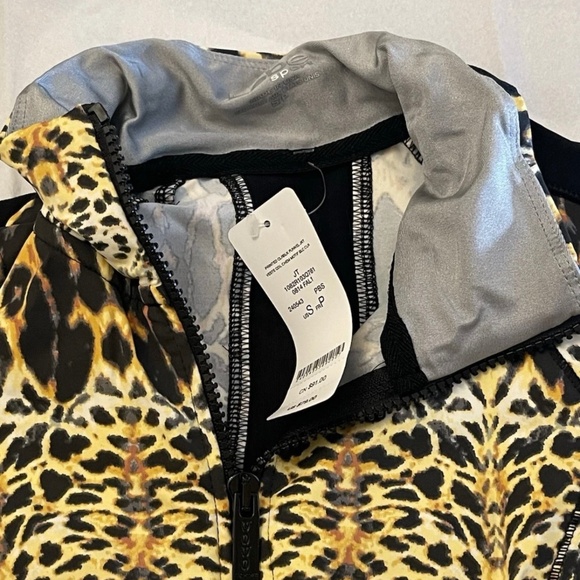 NWT! Bebe Bebe Sport Cheetah Print Funnel Jacket Zip-Up SMALL Made In USA - Picture 3 of 15